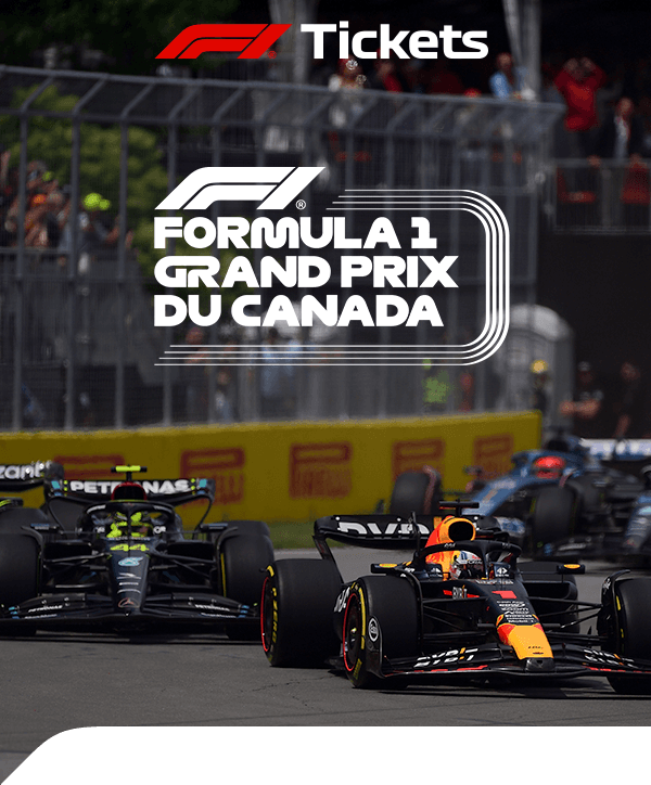 Visuel d’ouverture du Grand Prix du Canada : le peloton devant les grillages du circuit, titre dans le même cartouche que le reste de la série.