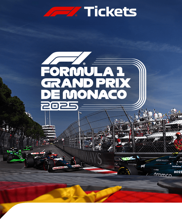 Visuel d’ouverture du Grand Prix de Monaco 2025 : les monoplaces dans les rues de la principauté, drapeau monégasque en pied.