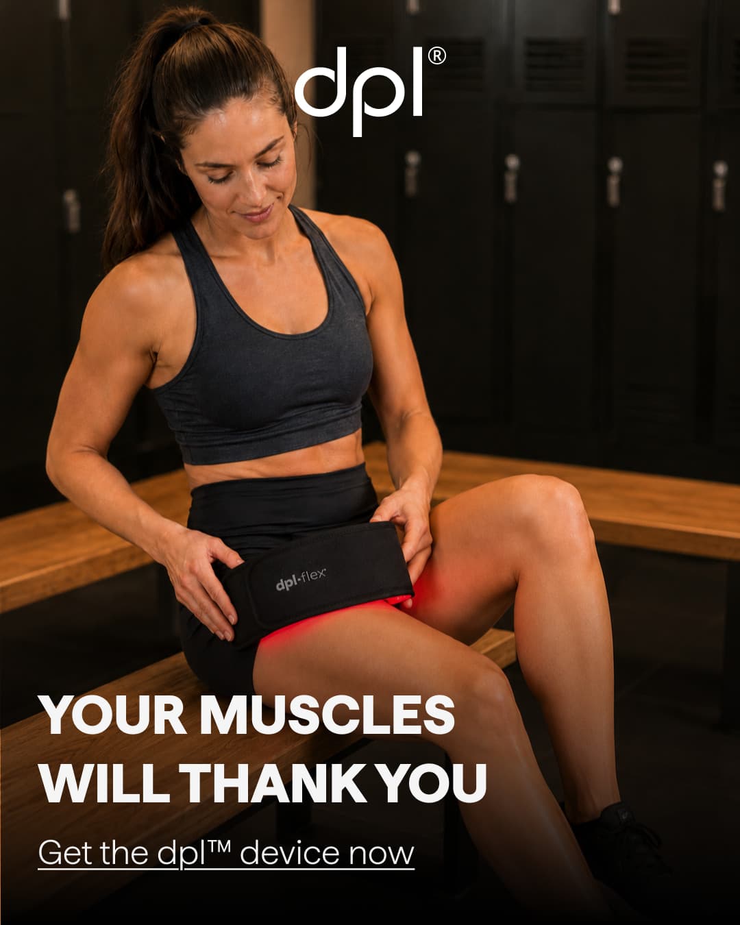 Publicité Meta dpl : la ceinture portée après l’effort, accroche « Your muscles will thank you ».